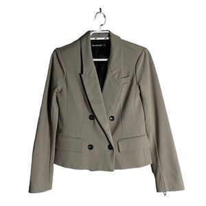 Blank NYC Women's Gray Double Breasted Zip Sleeve Blazer